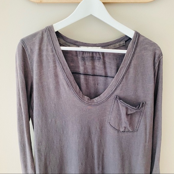 Free People Long Sleeve Top Gray Sz XS - Picture 2 of 8